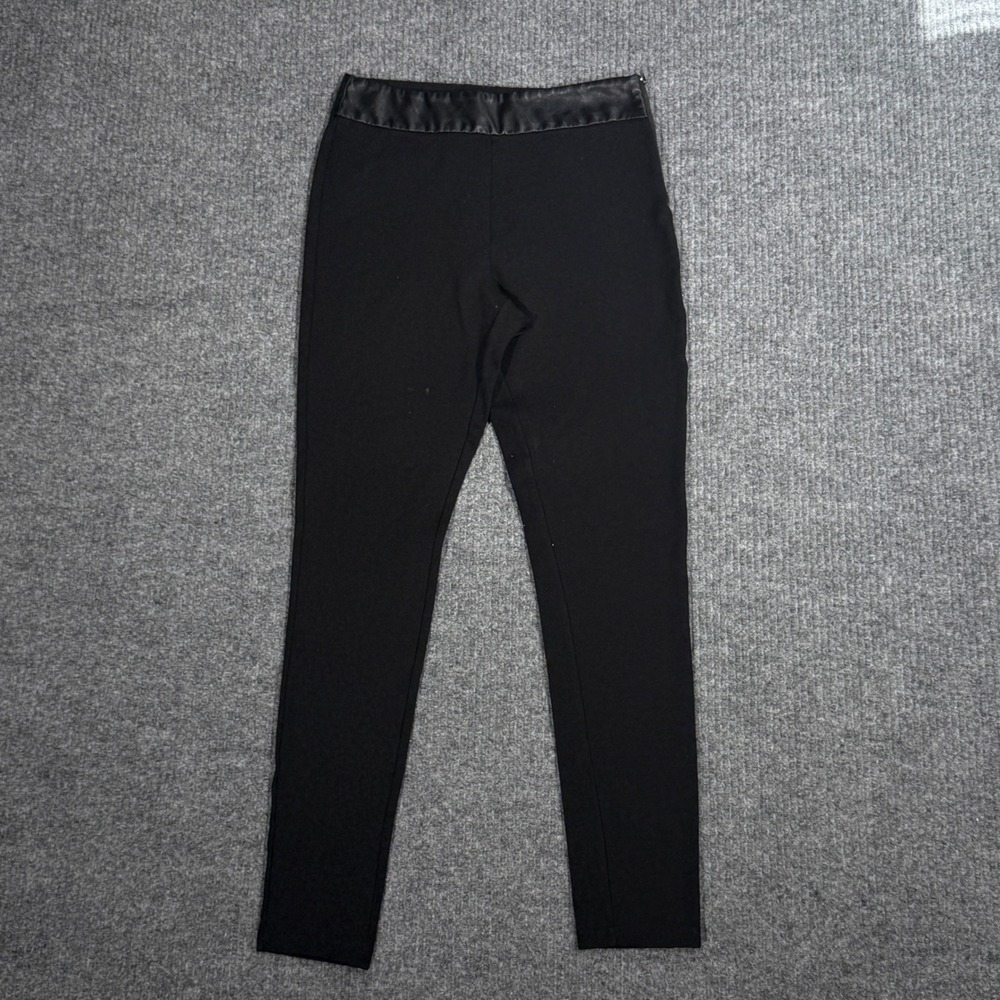 Romeo Juliet Couture Black Pants Faux Leather Waistband Zipper Women's‎ Size M